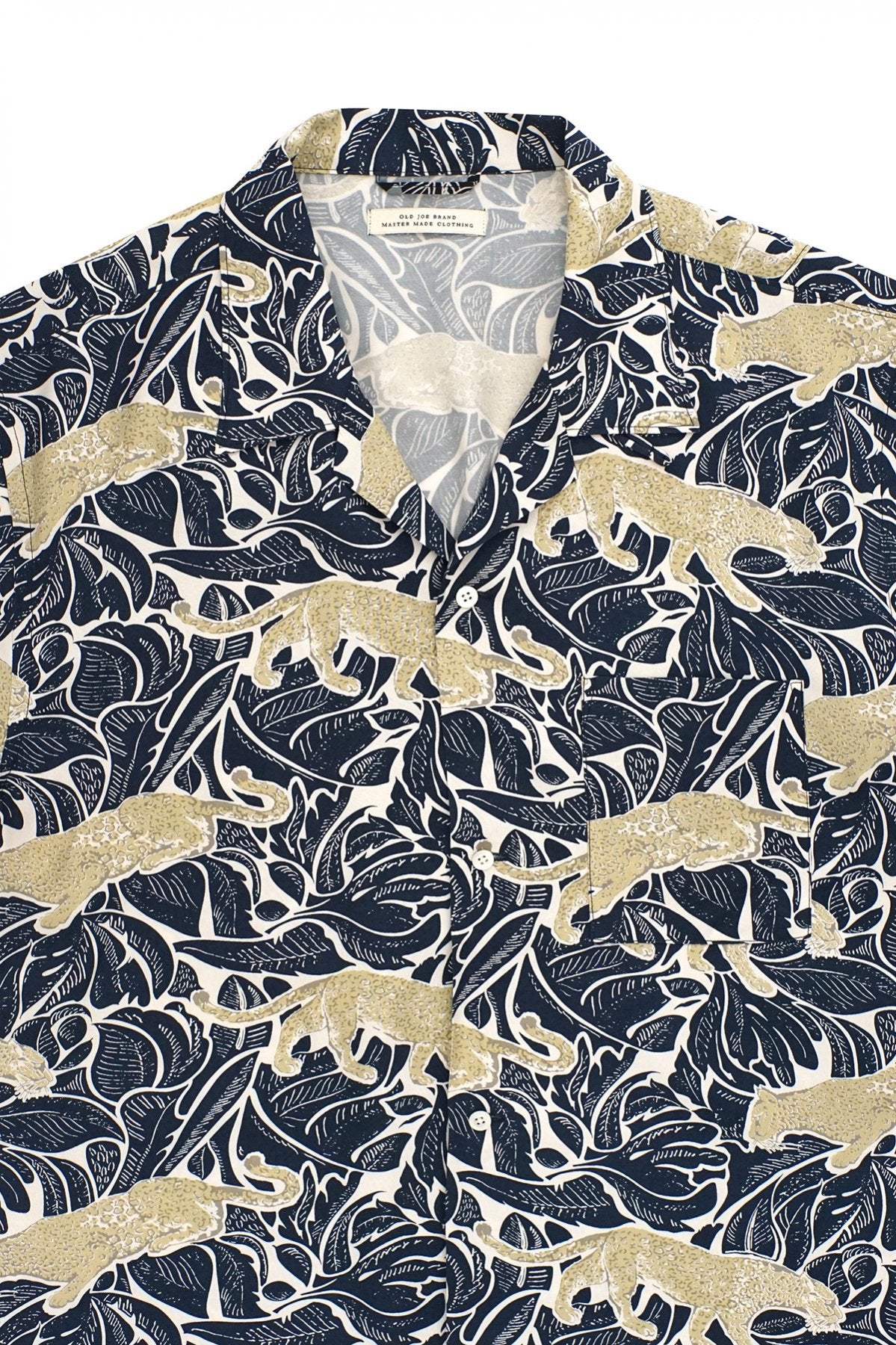 OLD JOE - ORIGINAL PRINTED OPEN COLLAR SHIRTS(SHORT SLEEVE) - PANTHER COBALT