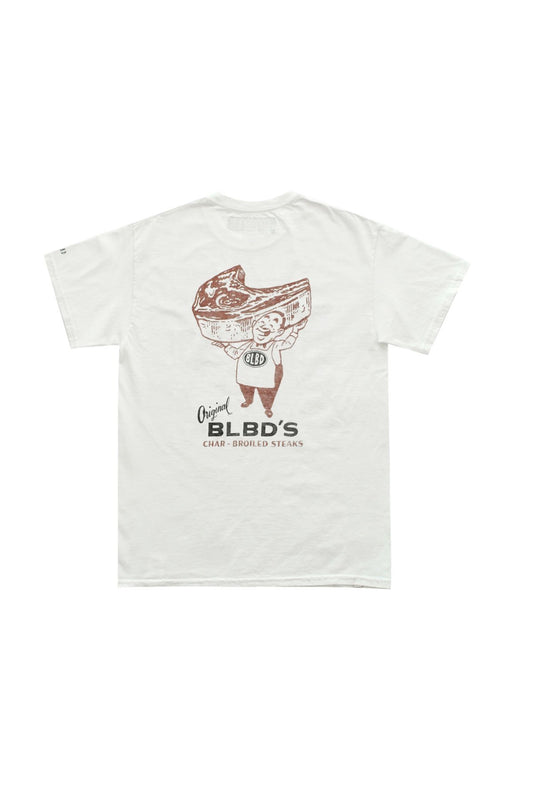 BILLBOARD - PRINT T-SHIRTS "CHAR-BOILED STEAKS" - WHITE