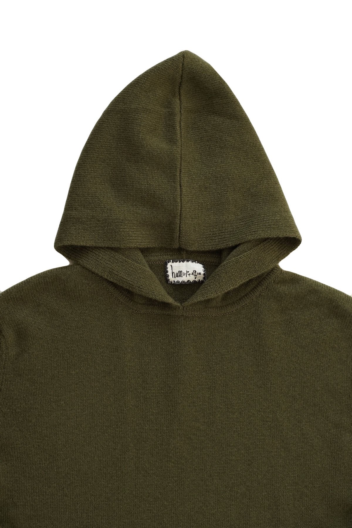 humoresque ★★★ -  CASHMERE HOOD PULLOVER  MENS - OLIVE