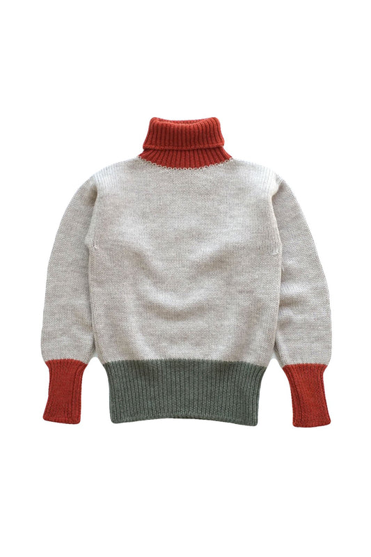 Nigel Cabourn - GEORGE LOWE ROLL NECK SWEATER -DARK ORANGE