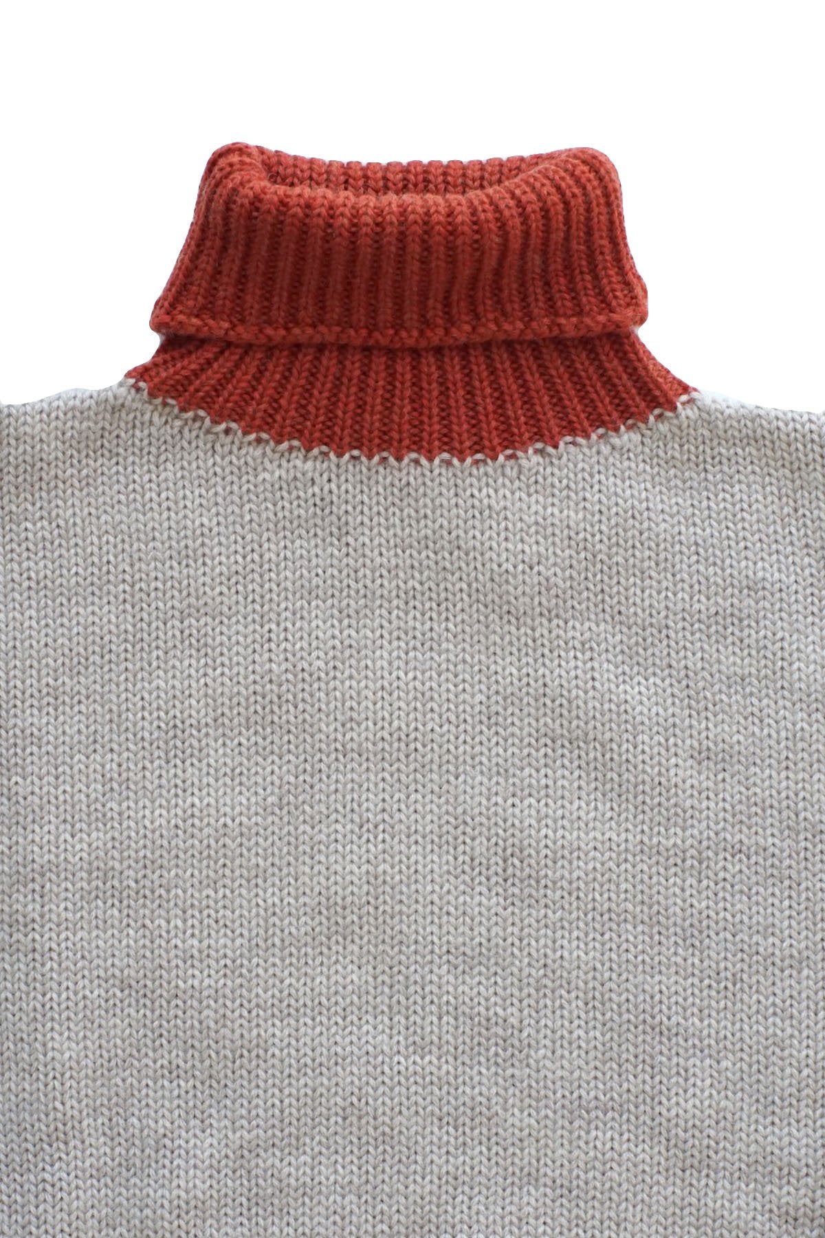 Nigel Cabourn - GEORGE LOWE ROLL NECK SWEATER -DARK ORANGE