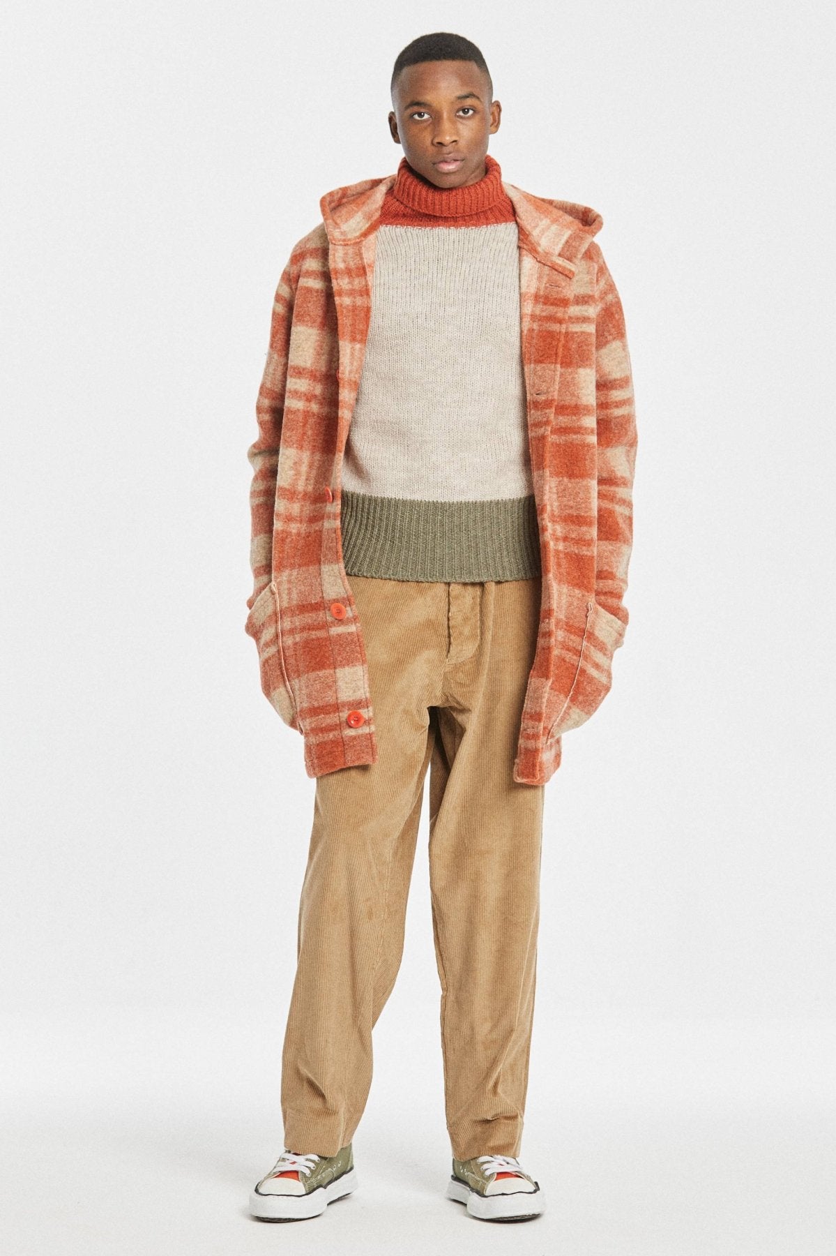 Nigel Cabourn - GEORGE LOWE ROLL NECK SWEATER -DARK ORANGE