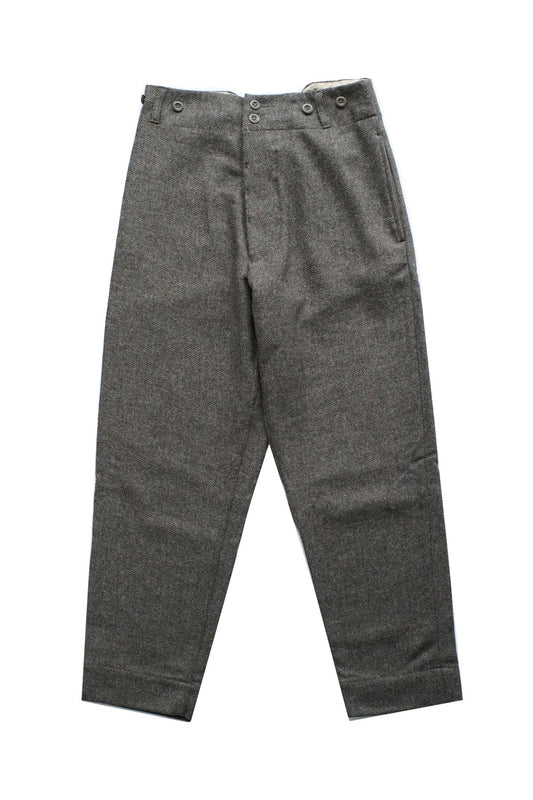 Nigel Cabourn - WOOL FARM PANT HERRINGBONE WOOL - GREEN