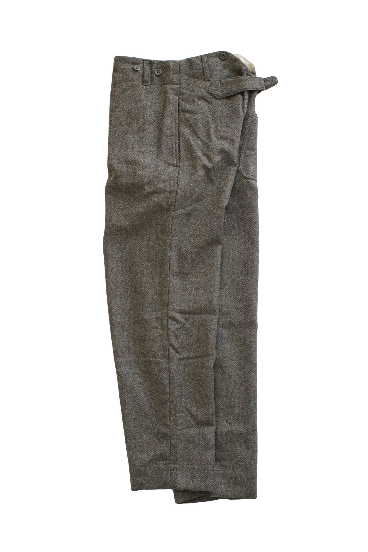 Nigel Cabourn - WOOL FARM PANT HERRINGBONE WOOL - GREEN