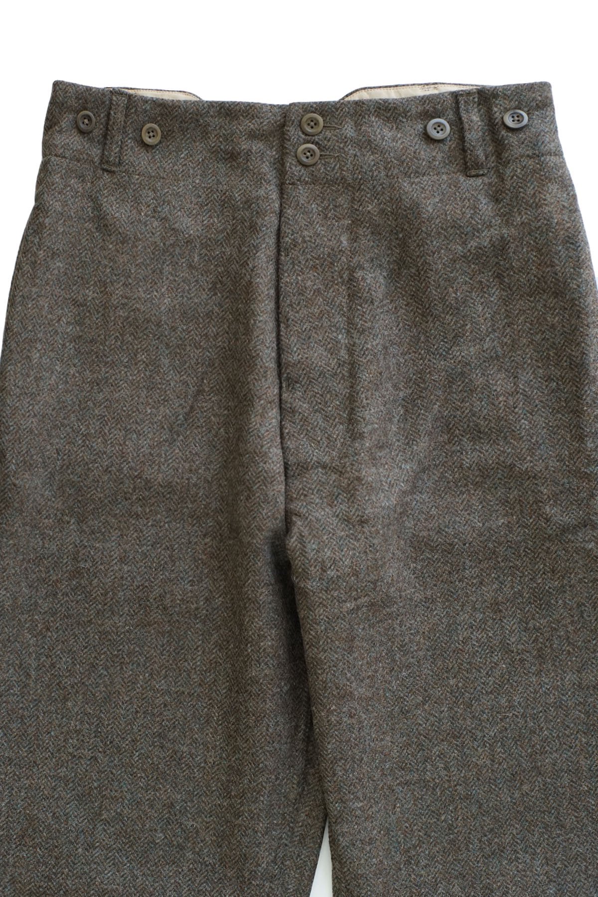 Nigel Cabourn - WOOL FARM PANT HERRINGBONE WOOL - GREEN