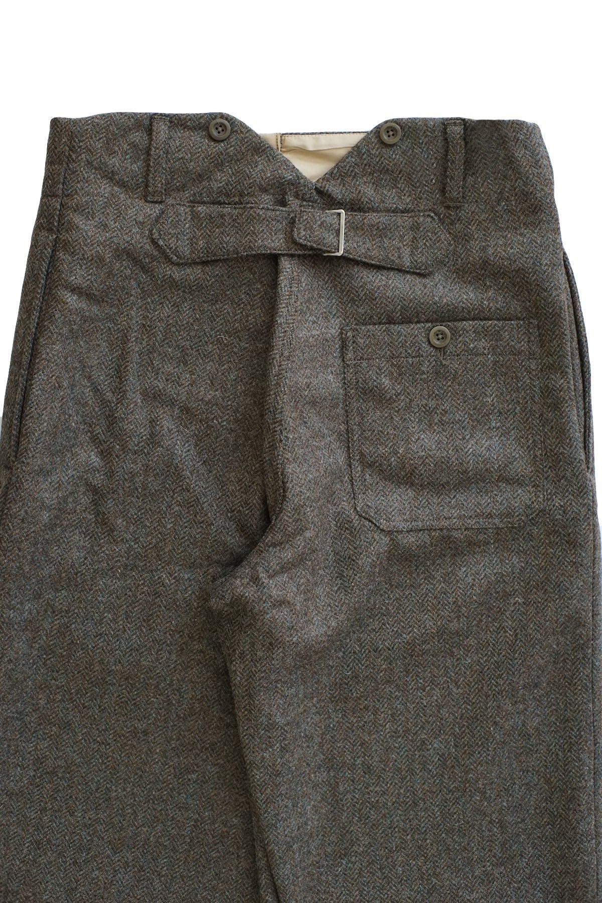 Nigel Cabourn - WOOL FARM PANT HERRINGBONE WOOL - GREEN