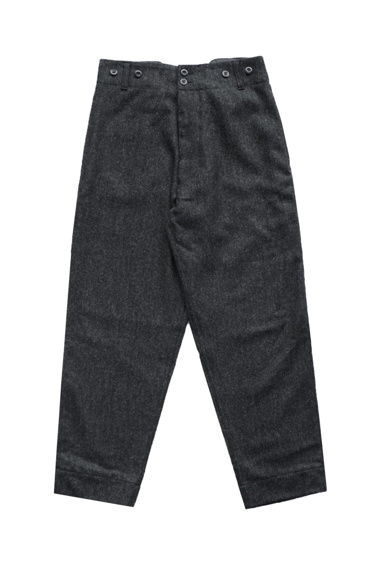 Nigel Cabourn - WOOL FARM PANT HERRINGBONE WOOL - CHACOAL GRAY