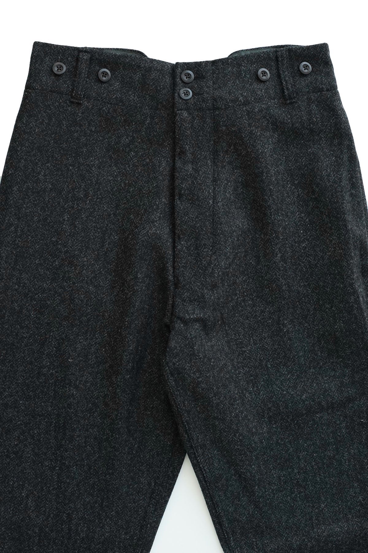 Nigel Cabourn - WOOL FARM PANT HERRINGBONE WOOL - CHACOAL GRAY