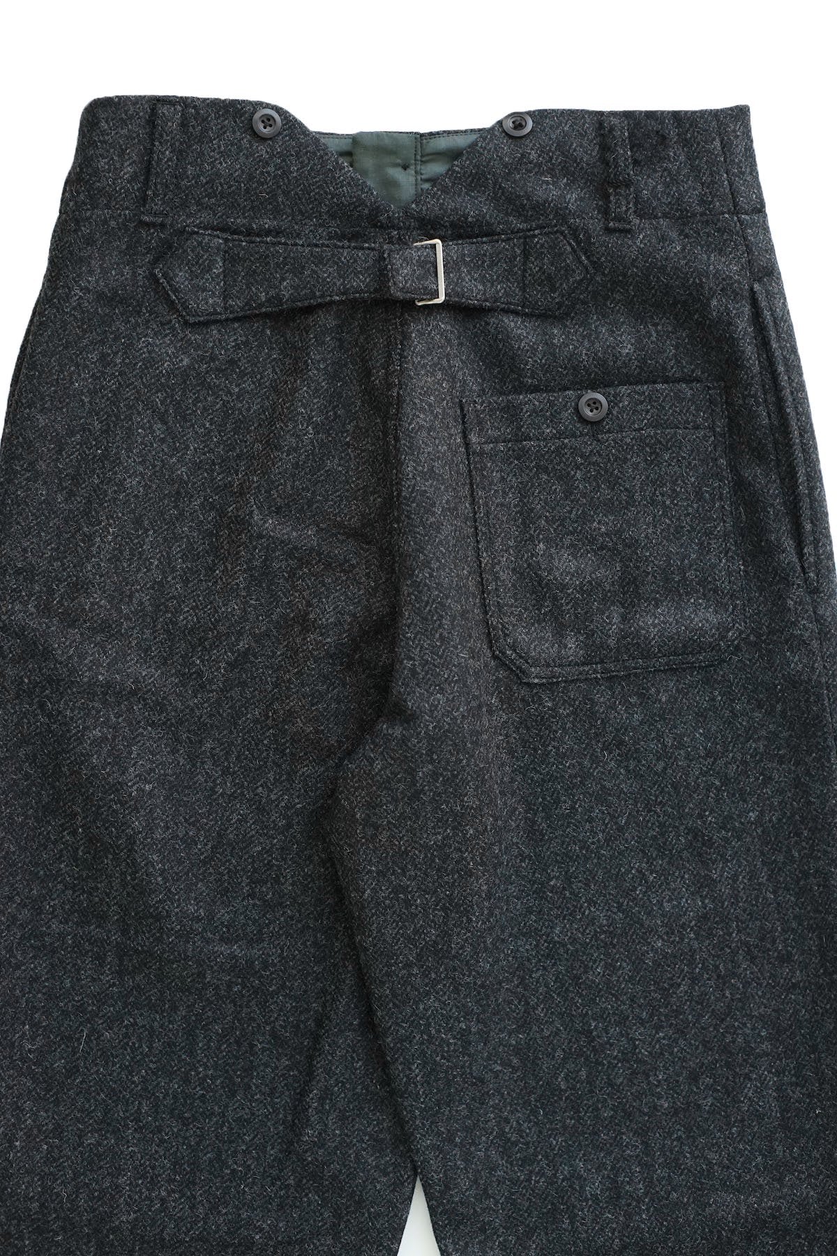 Nigel Cabourn - WOOL FARM PANT HERRINGBONE WOOL - CHACOAL GRAY