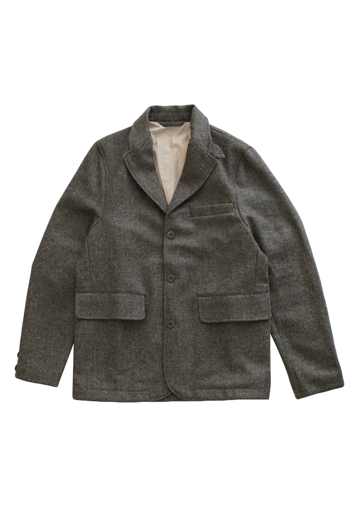 Nigel Cabourn - WOOL SKIRT BLAZER HERRINGBONE WOOL - GREEN