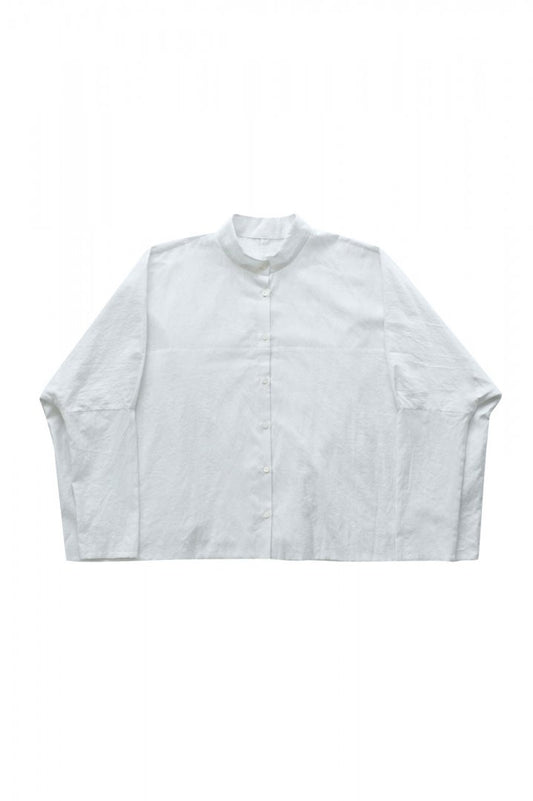 humoresque - STAND COLLAR BLOUSE - SMOKE WHITE