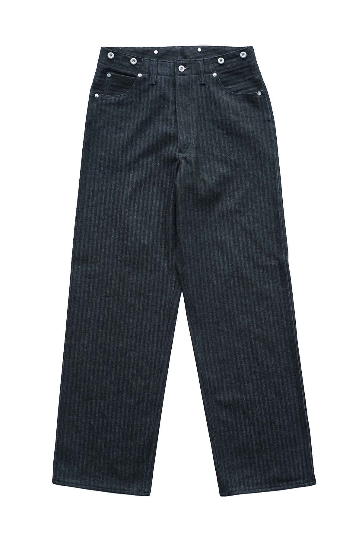 OLD JOE - TRIPPLE NEEDLE BELTLESS JEANS - INDIGO HERRINGBONE