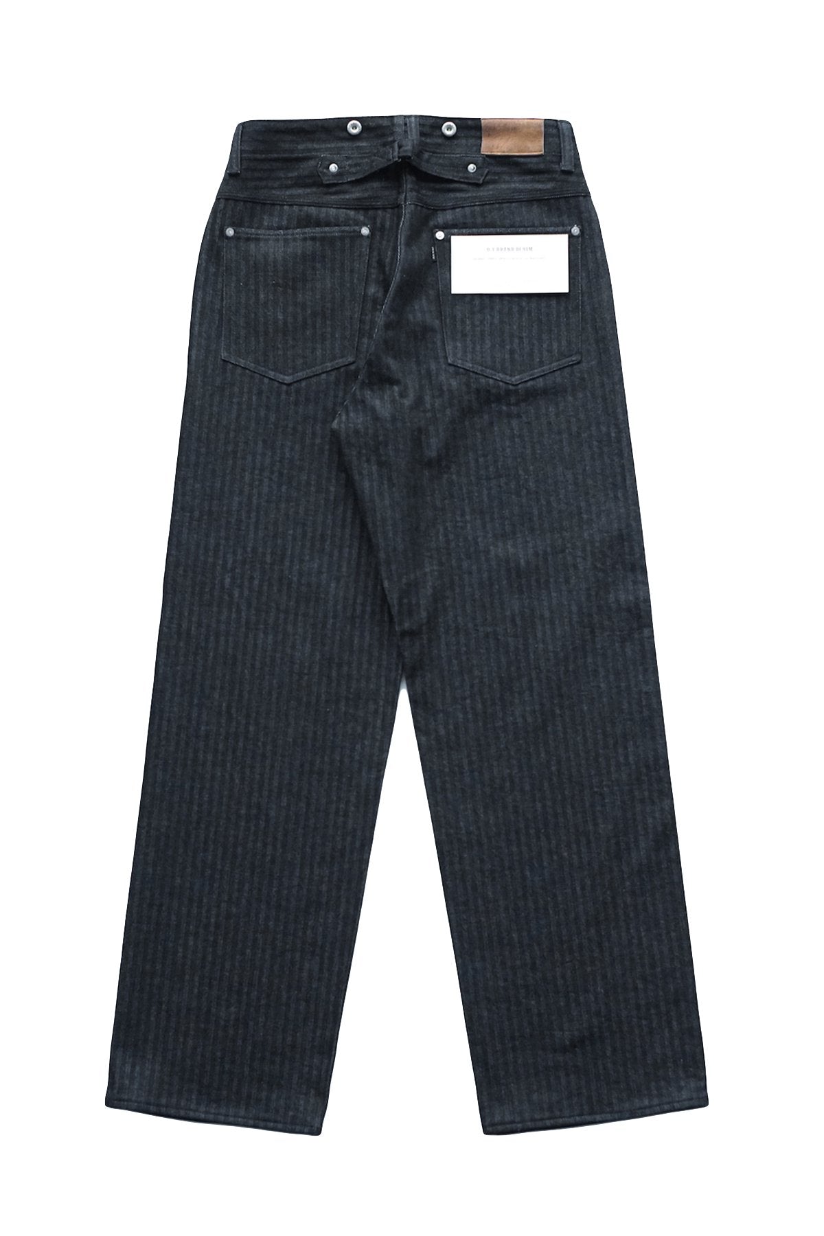 OLD JOE - TRIPPLE NEEDLE BELTLESS JEANS - INDIGO HERRINGBONE