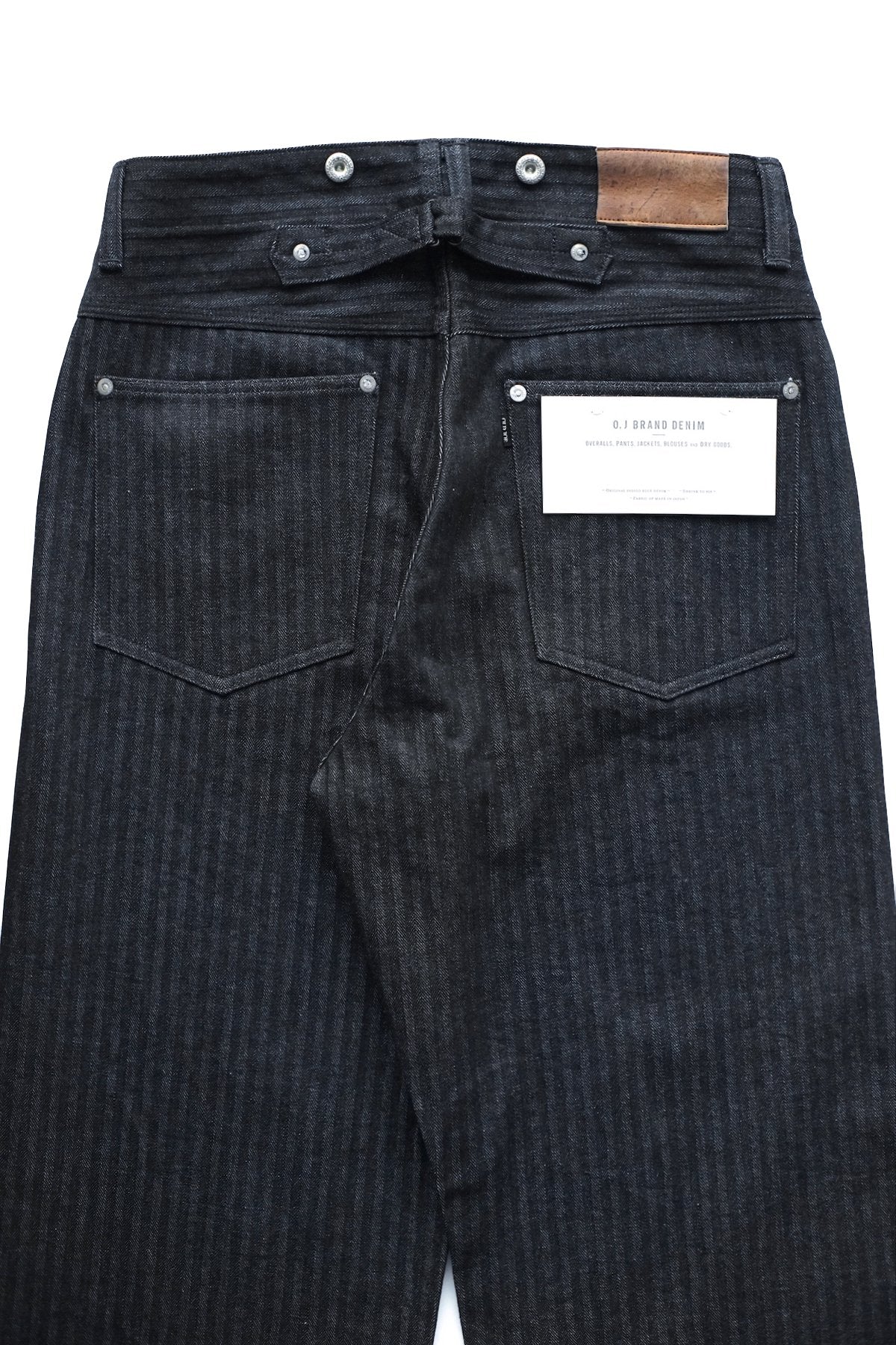 OLD JOE - TRIPPLE NEEDLE BELTLESS JEANS - INDIGO HERRINGBONE