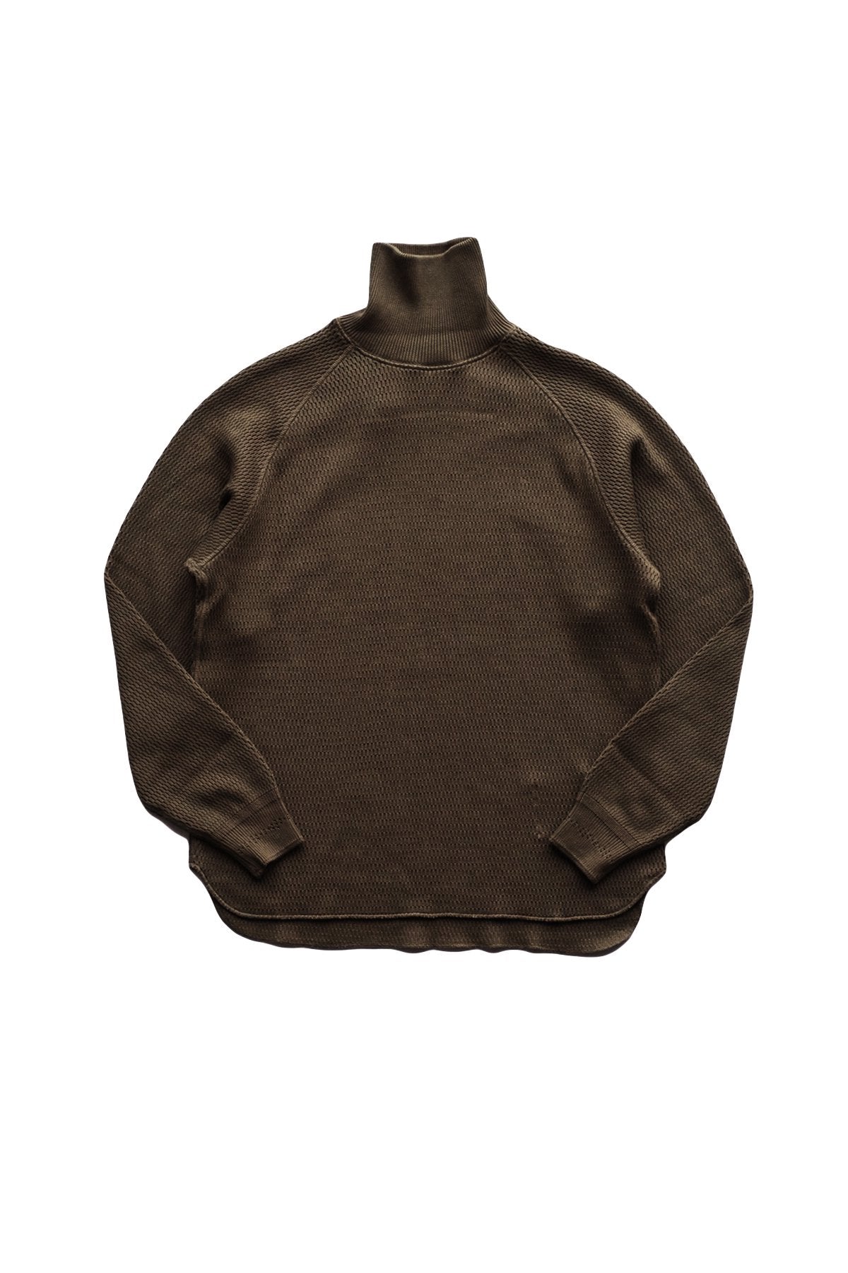 OLD JOE - HONEYCOMB WUFFLE MOCK-NECK SHIRTS - ESPRESSO