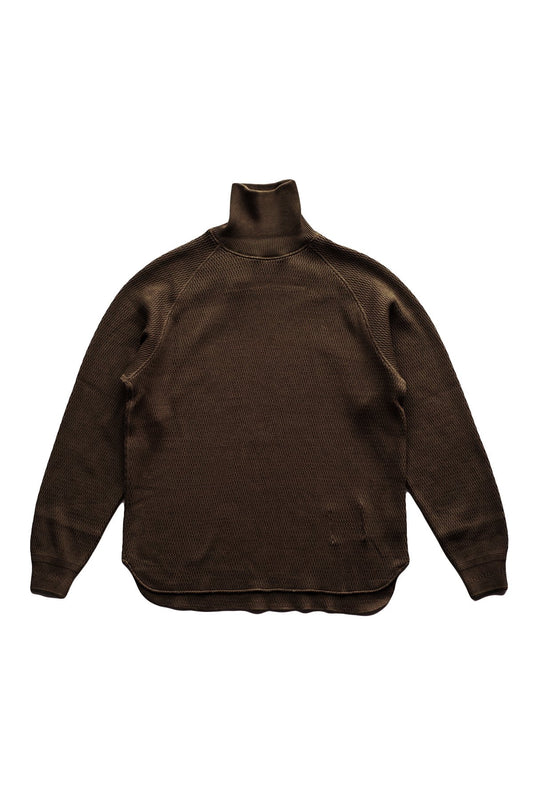 OLD JOE - HONEYCOMB WUFFLE MOCK-NECK SHIRTS - ESPRESSO