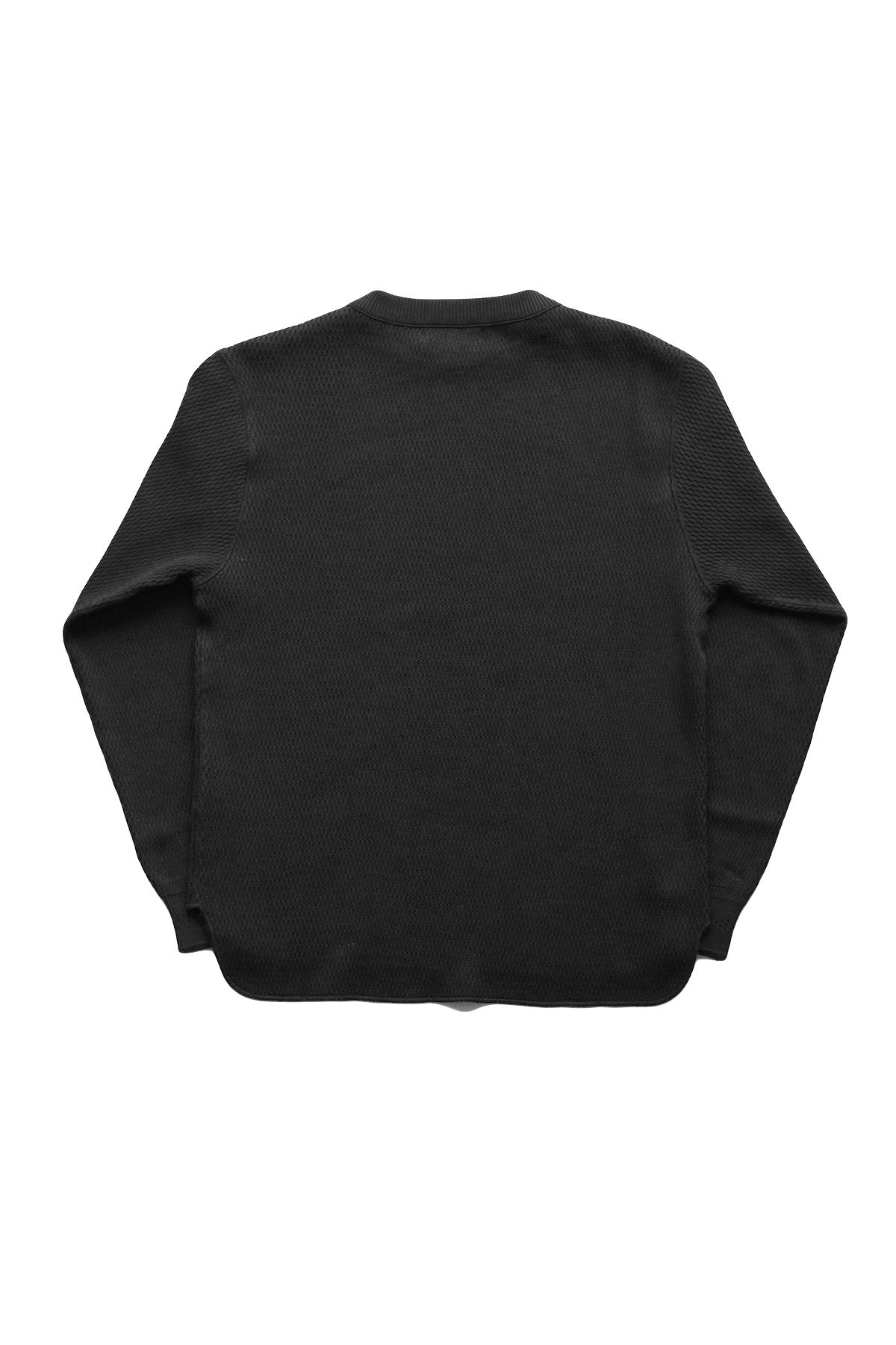 OLD JOE - HONEYCOMB WUFFLE BOAT-NECK SHIRTS - BLACK