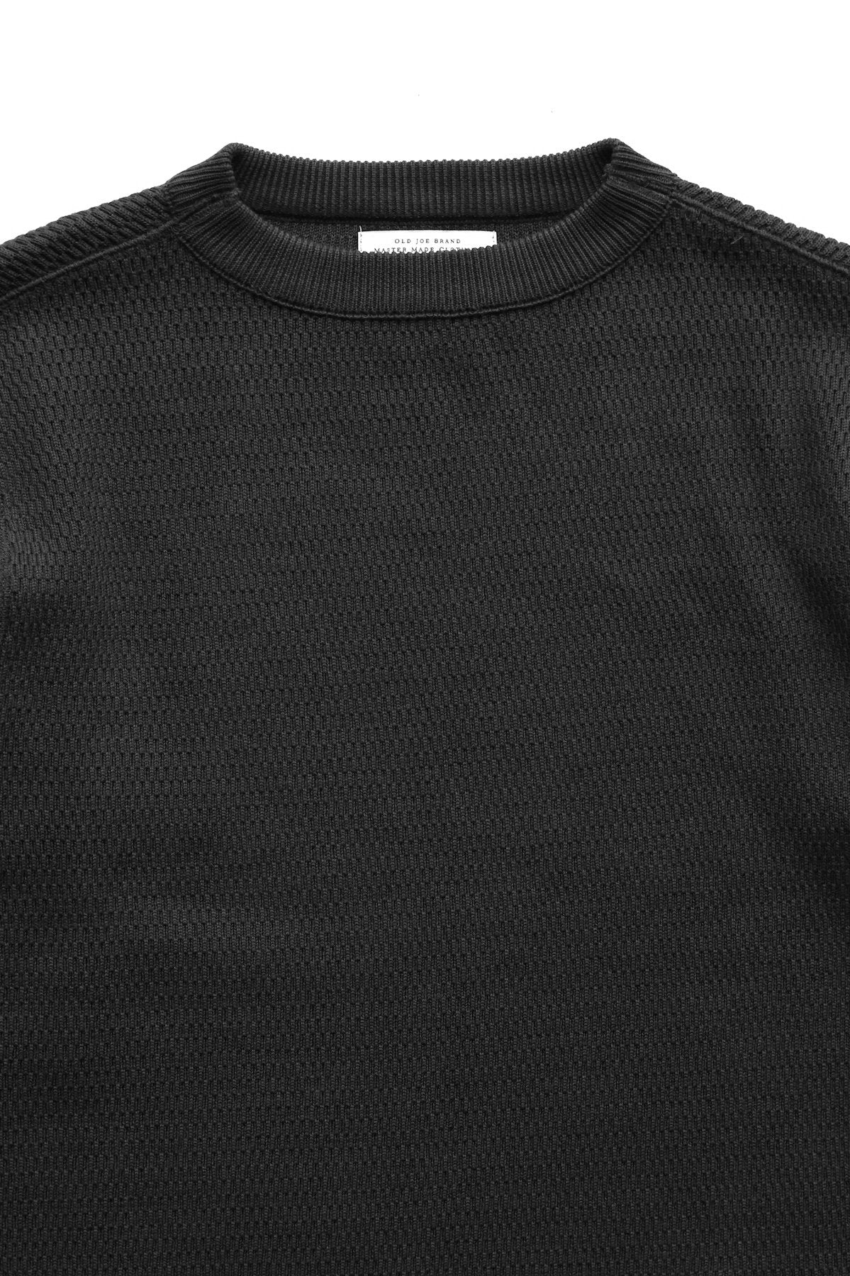 OLD JOE - HONEYCOMB WUFFLE BOAT-NECK SHIRTS - BLACK