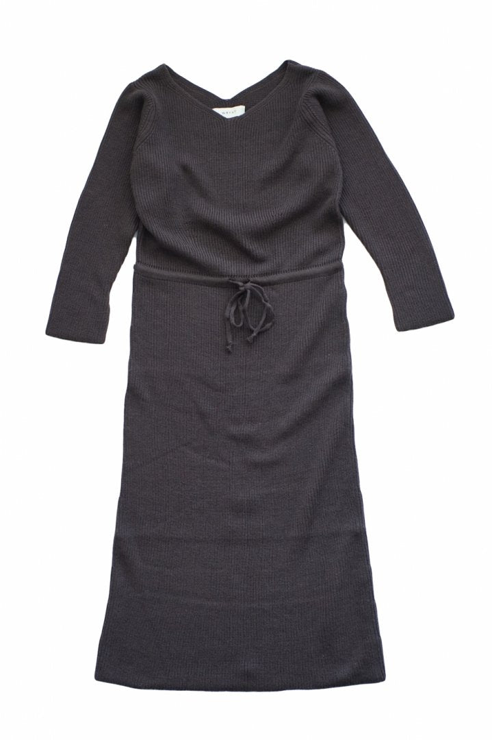 WRYHT - CURVED-NECK KNIT DRESS - PORT