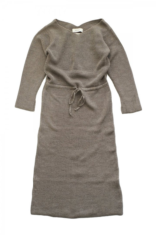 WRYHT - CURVED-NECK KNIT DRESS - MINK