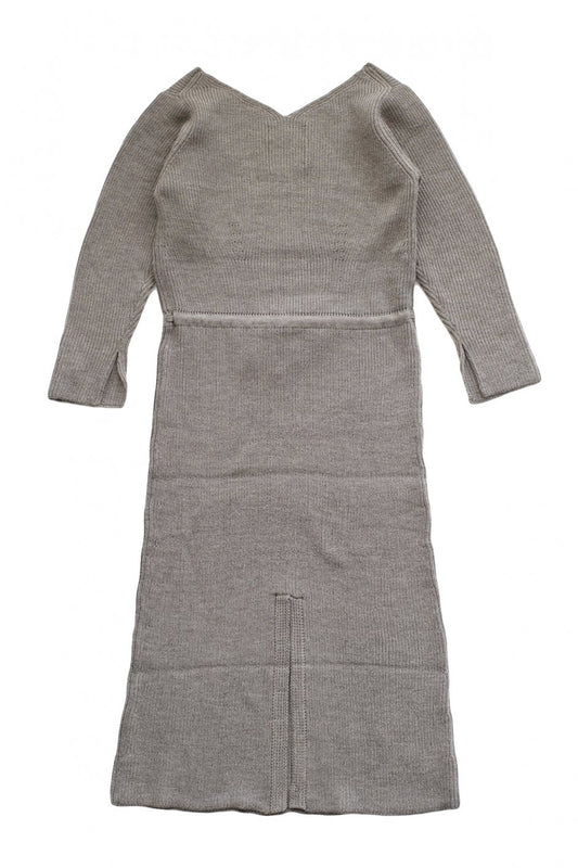 WRYHT - CURVED-NECK KNIT DRESS - MINK