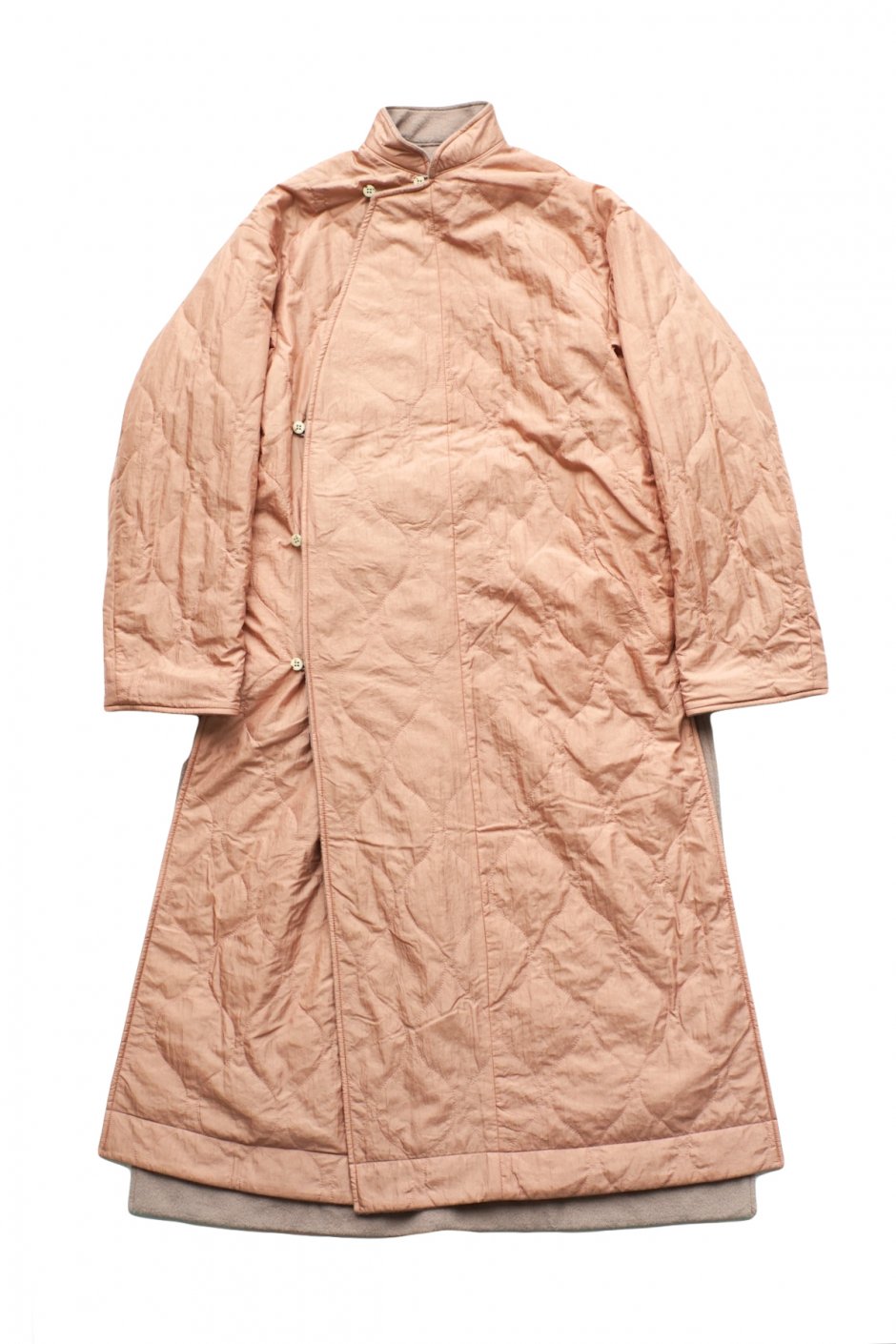 WRYHT - ASYMMETRY FRONT REVERSIBLE ORIENTAL COAT - CORAL