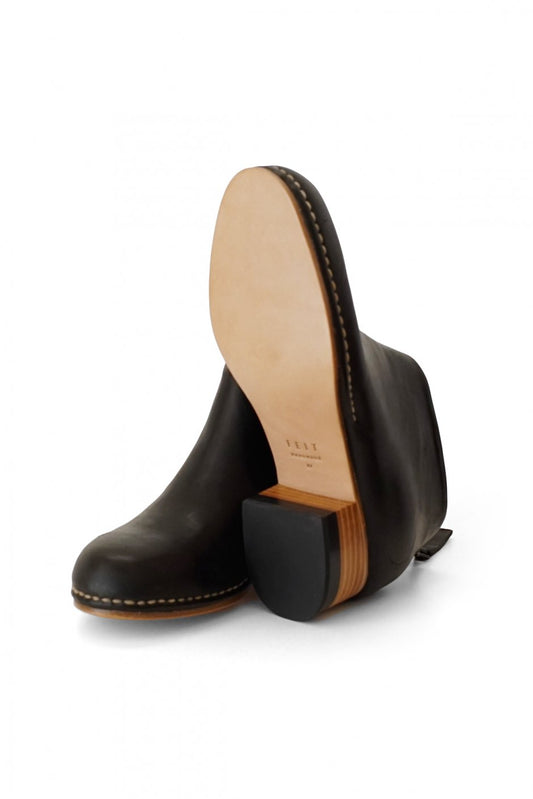 FEIT - BI-COLOR CEREMONIAL MID HEEL BOOTIE - BLACK