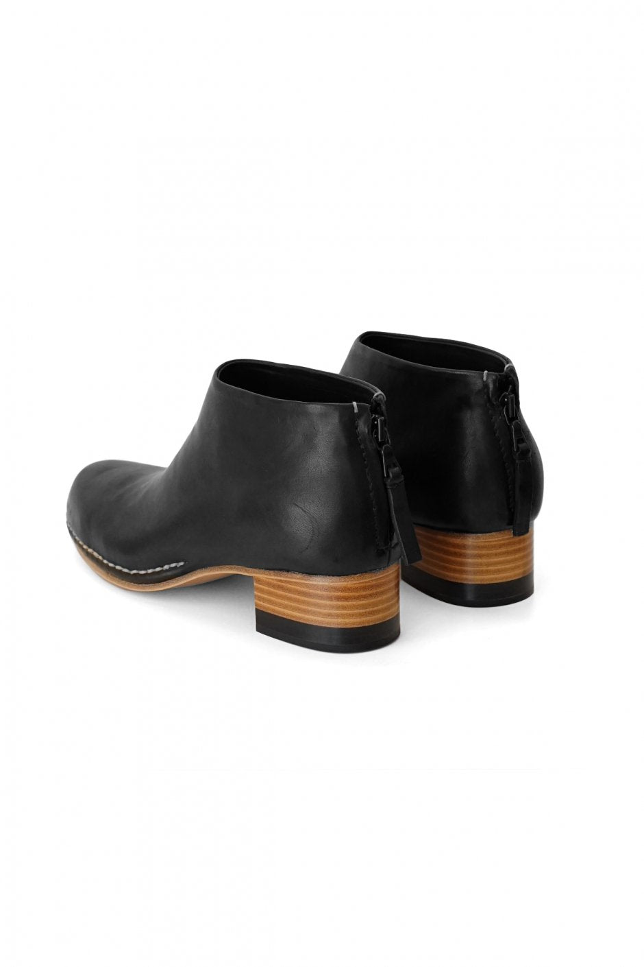 FEIT - BI-COLOR CEREMONIAL MID HEEL BOOTIE - BLACK