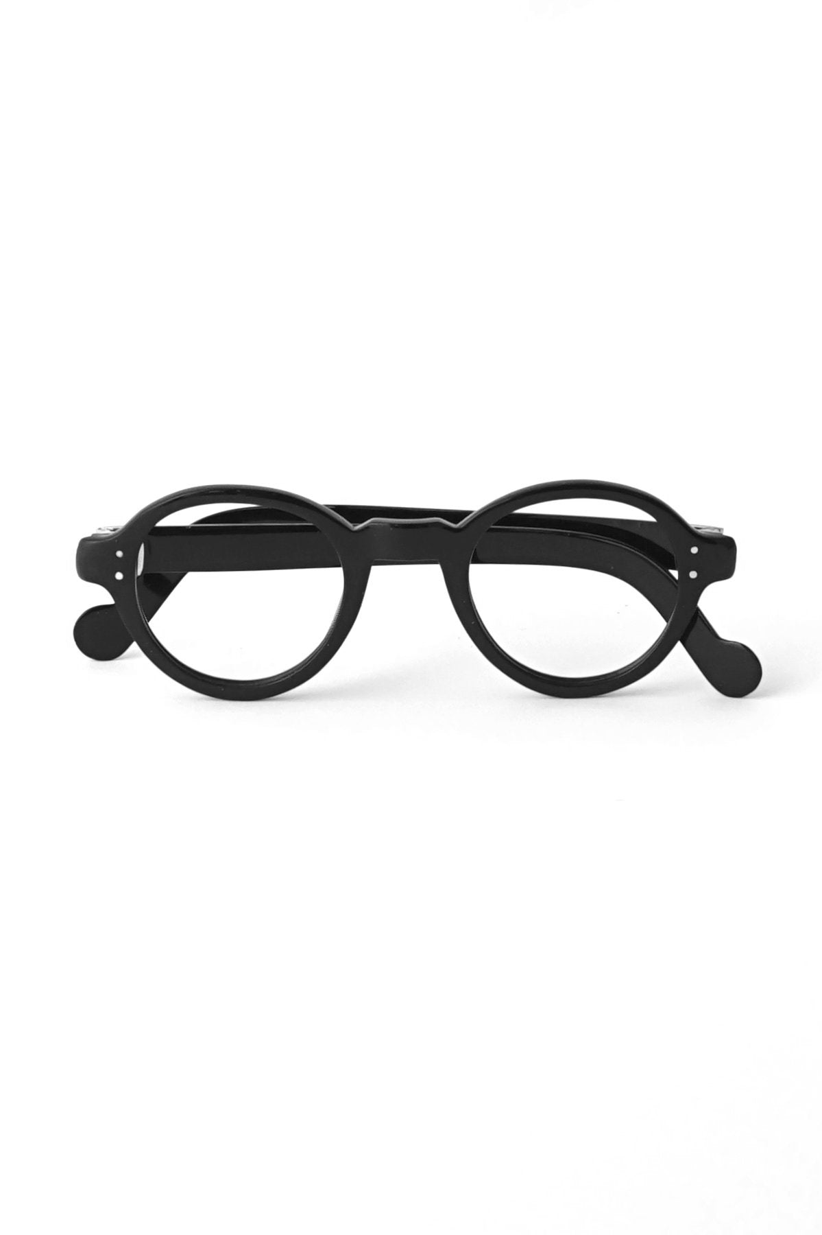 1940s HAND MADE BRITISH VINTAGE EYEWEAR 3DOT ROUND BLACK - OPT-328