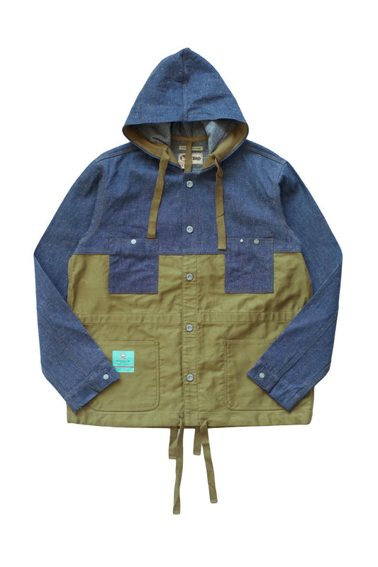 NIGEL CABOURN - LYBRO SPLIT ARMY HOODED CHORE JACKET - OLIVE