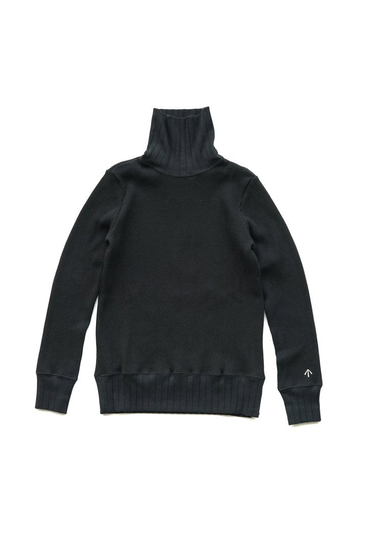 Nigel Cabourn woman - TURTLENECK BIG WAFFLE - BLACK