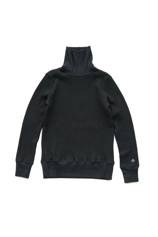 Nigel Cabourn woman - TURTLENECK BIG WAFFLE - BLACK