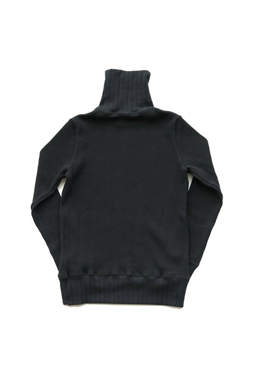 Nigel Cabourn woman - TURTLENECK BIG WAFFLE - BLACK