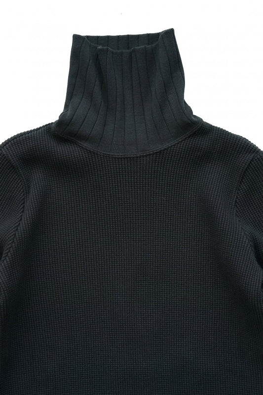 Nigel Cabourn woman - TURTLENECK BIG WAFFLE - BLACK