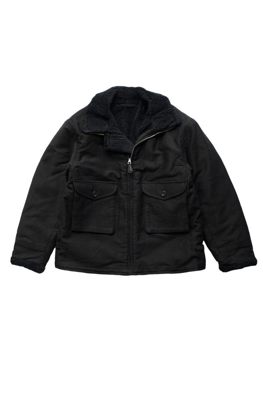 OLD JOE - ALPACA SHEARING AVIATOR JACKET - GRAPHITE