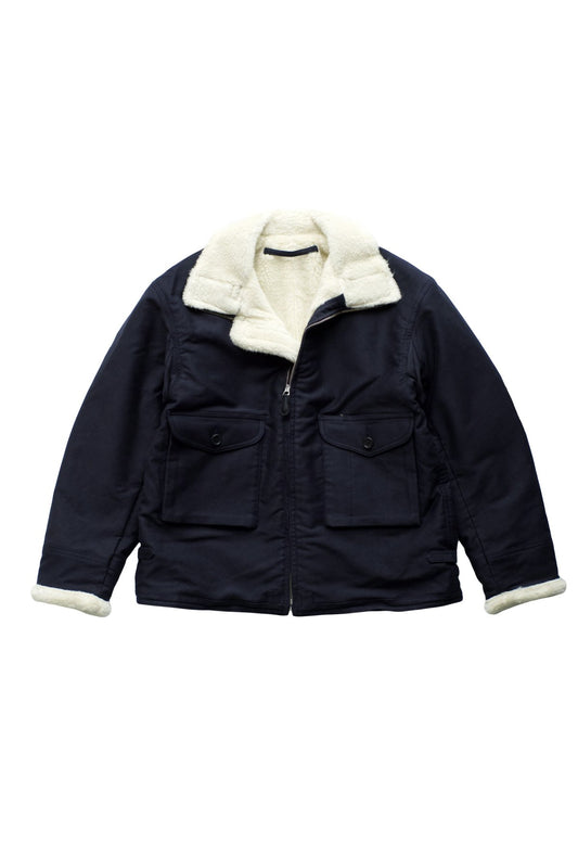 OLD JOE ★★★ - EXCLUSIVE ALPACA SHEARING AVIATOR JACKET - NAVY