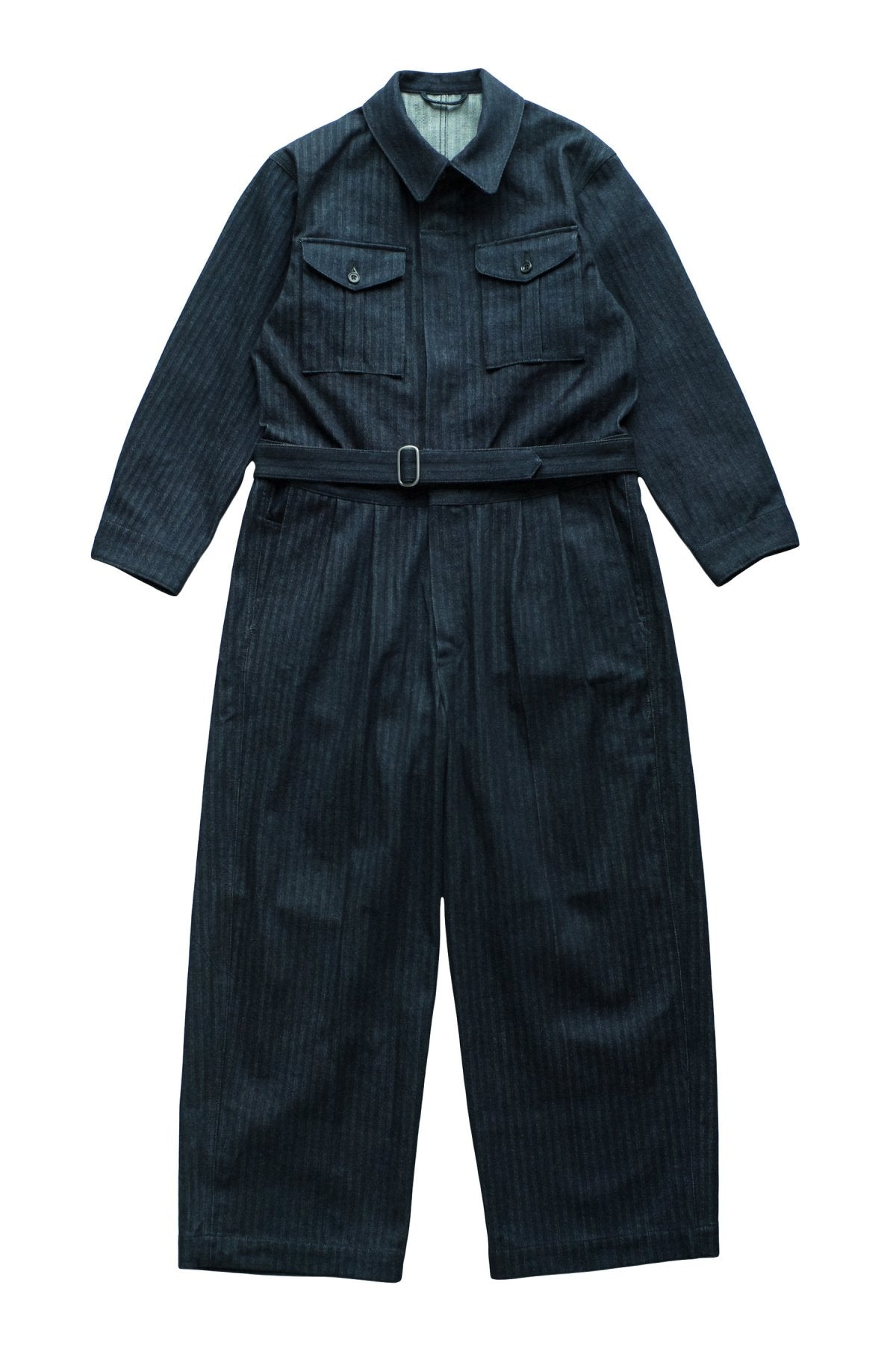 OLD JOE - BELTED DAPPER SUITS - INDIGO HERRINGBONE