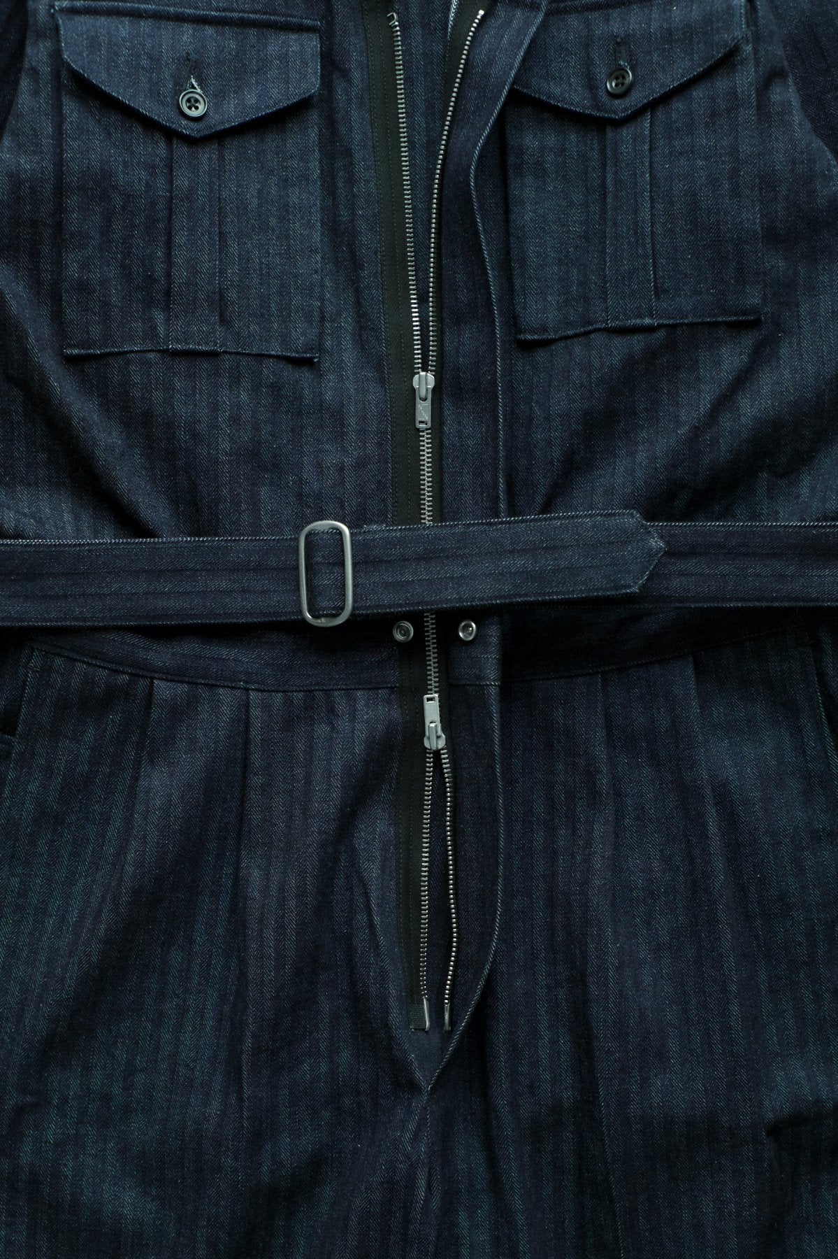 OLD JOE - BELTED DAPPER SUITS - INDIGO HERRINGBONE