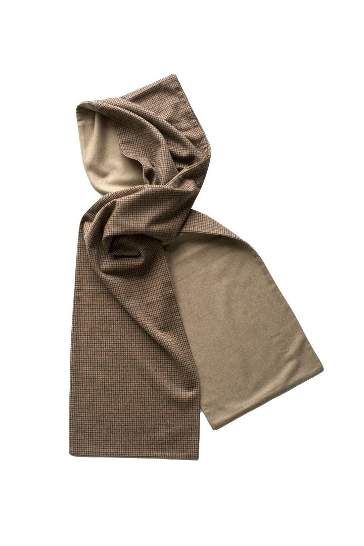 WRYHT - BEAVER HOODED SCARF - COGNAC PLAID