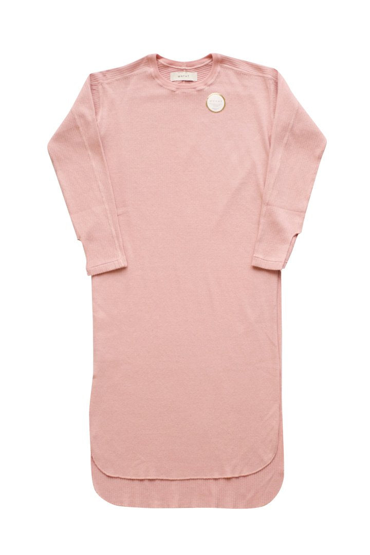 WRYHT- CREW-NECK RIBBED DRESS - CORAL