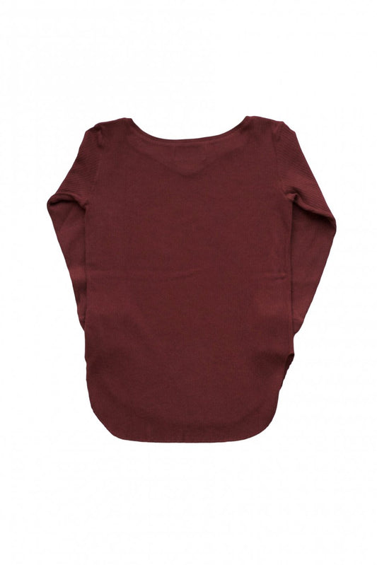 WRYHT- CURVED-NECK RIBBED TOP - PORT