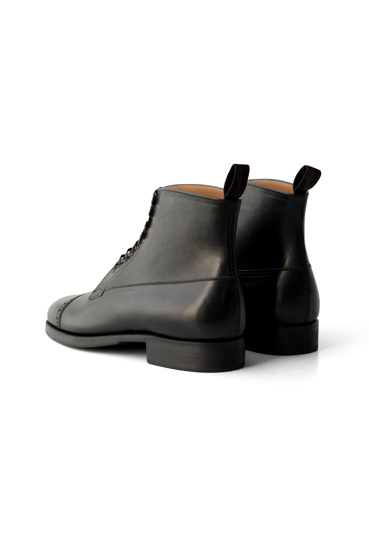 OLD JOE ★★★ - EXCLUSIVE "The Trader" VACHETTA LEATHER CAP TOE BOOTS - BLACK