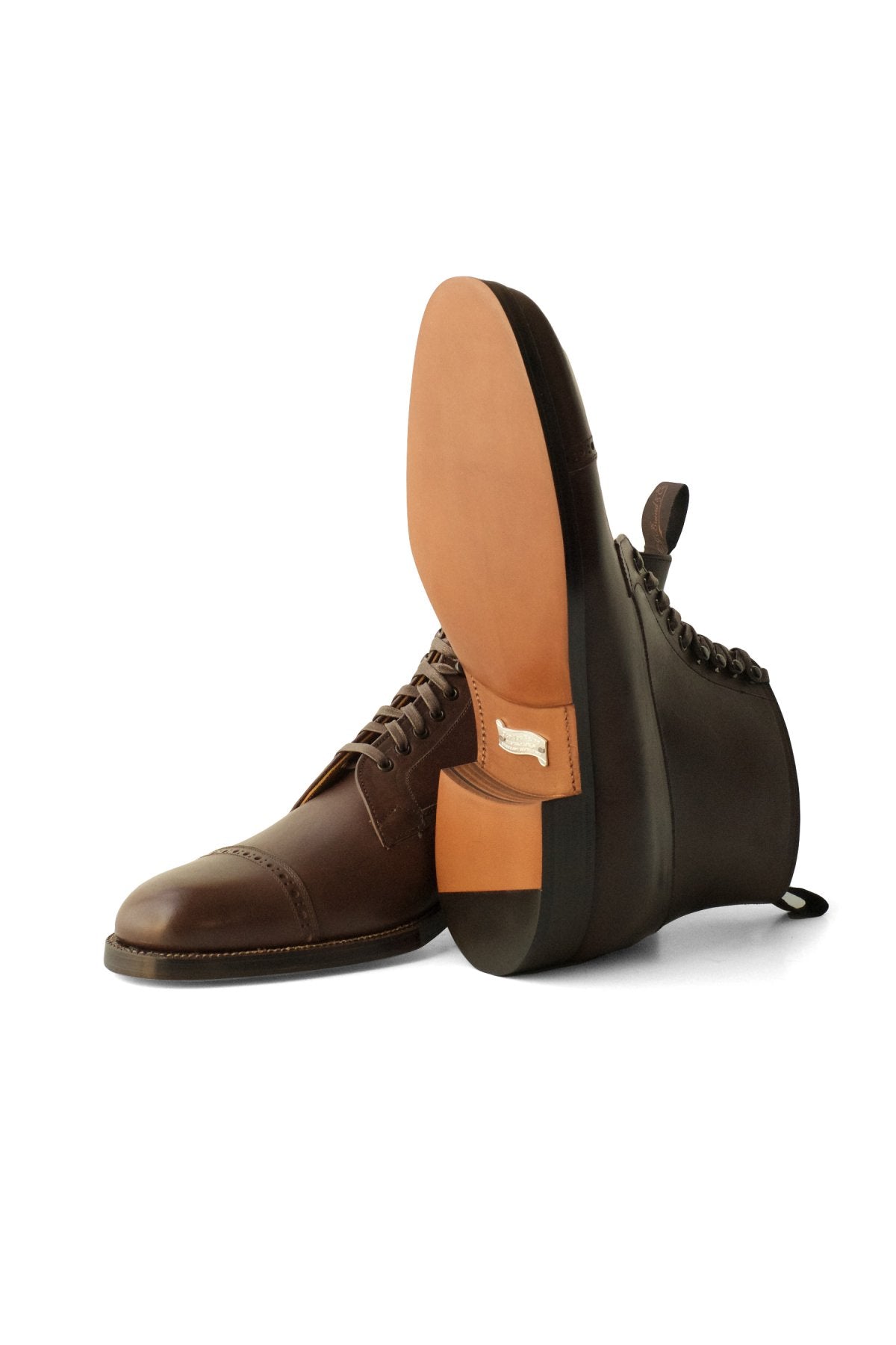 OLD JOE ★★★ - EXCLUSIVE "The Trader" VACHETTA LEATHER CAP TOE BOOTS - BROWN