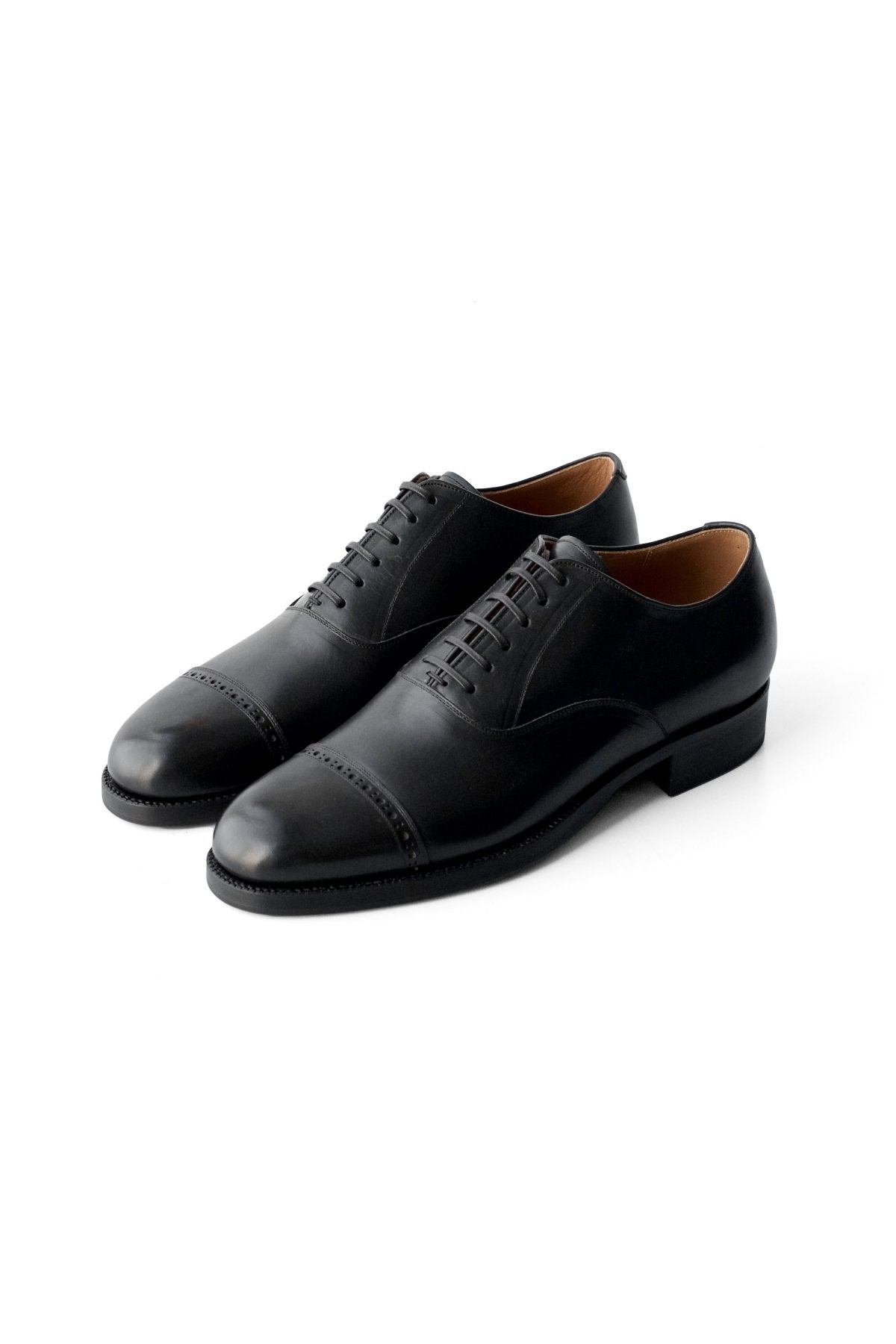 OLD JOE ★★★ - EXCLUSIVE "The Banker" VACHETTA LEATHER CAP TOE SHOES - BLACK