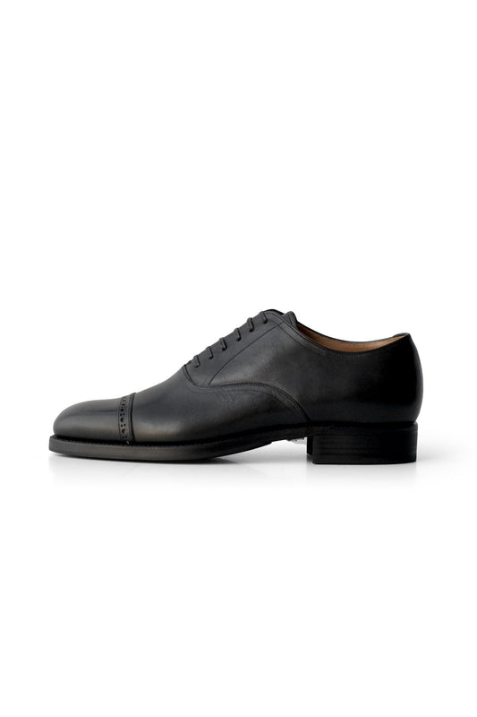 OLD JOE ★★★ - EXCLUSIVE "The Banker" VACHETTA LEATHER CAP TOE SHOES - BLACK