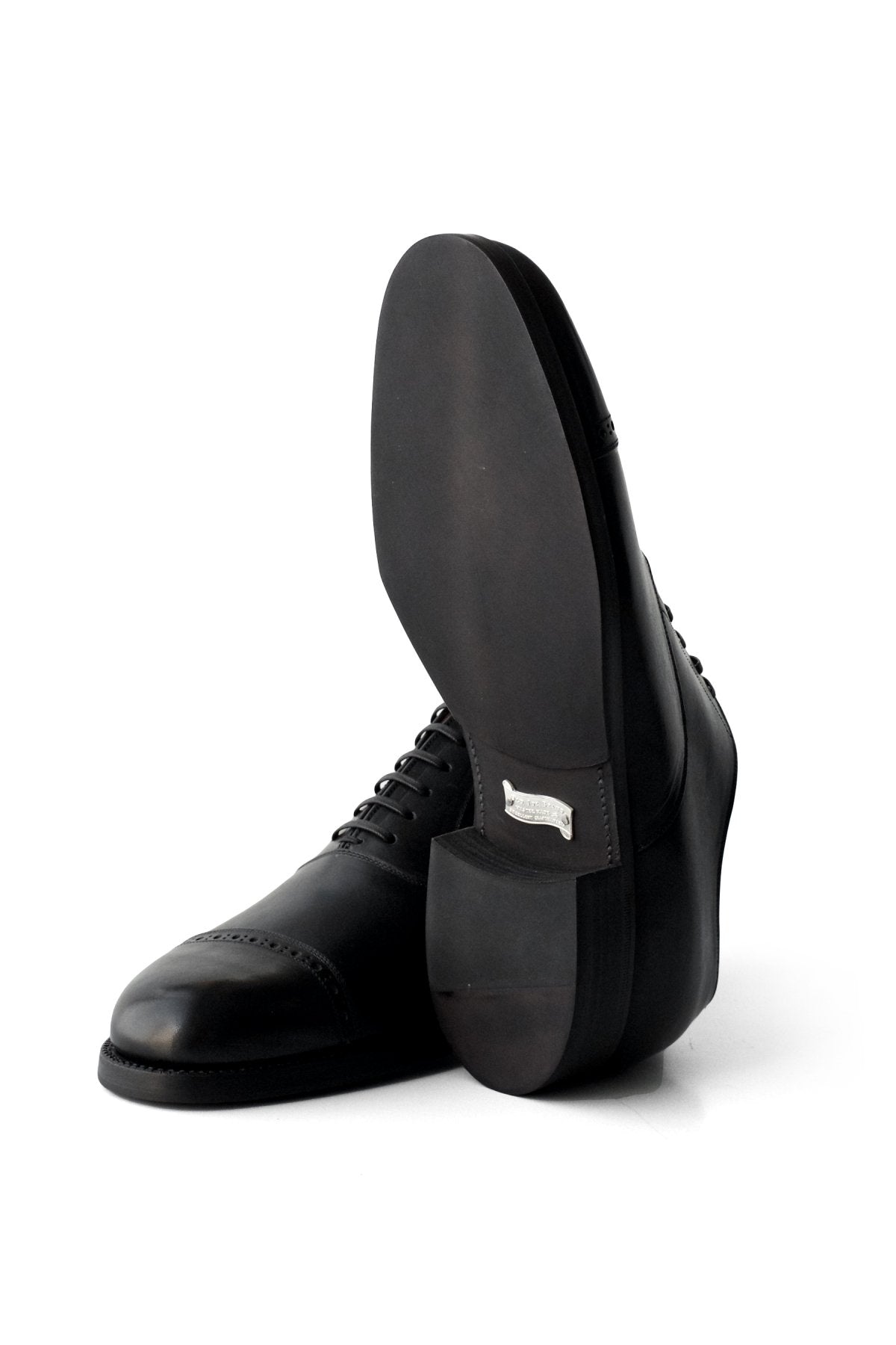 OLD JOE ★★★ - EXCLUSIVE "The Banker" VACHETTA LEATHER CAP TOE SHOES - BLACK