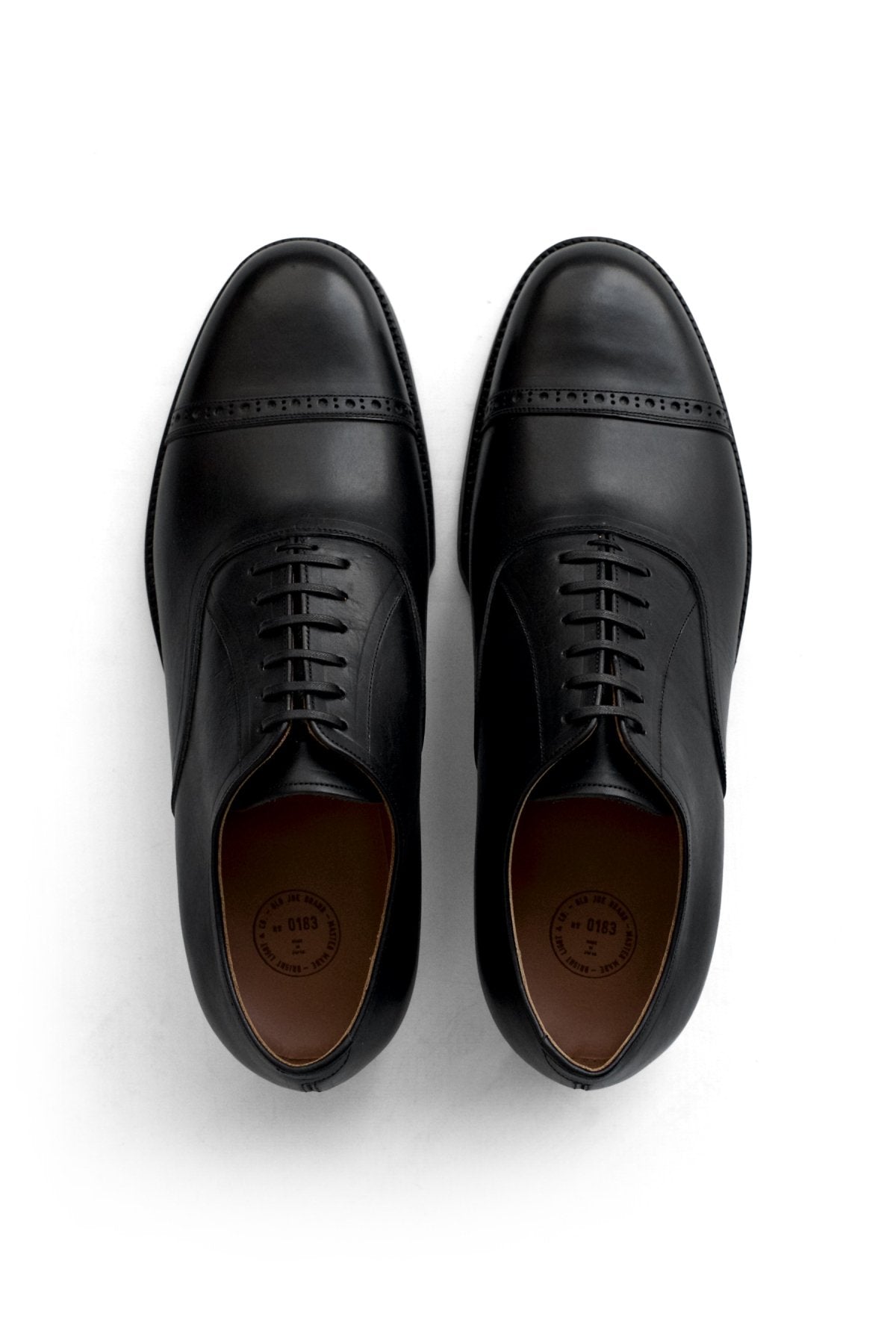 OLD JOE ★★★ - EXCLUSIVE "The Banker" VACHETTA LEATHER CAP TOE SHOES - BLACK