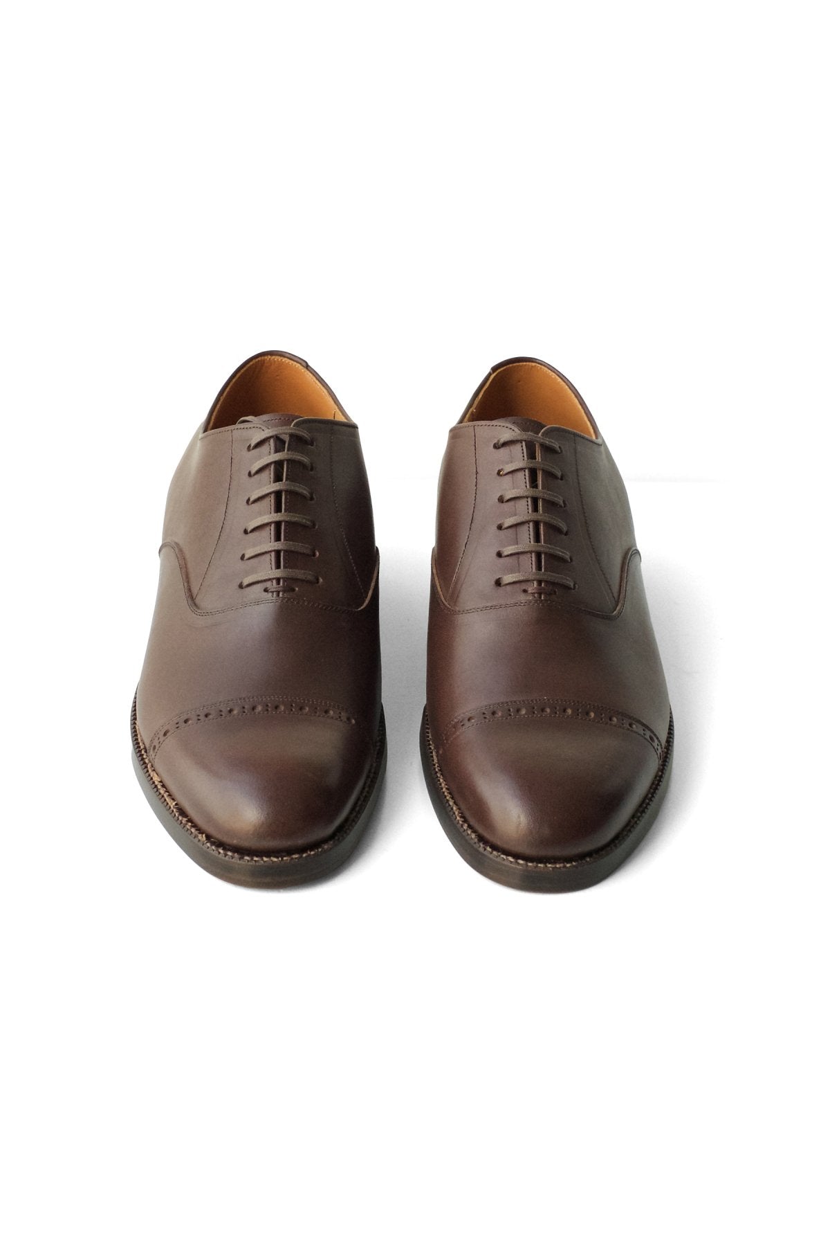 OLD JOE ★★★ - EXCLUSIVE "The Banker" VACHETTA LEATHER CAP TOE SHOES - BROWN