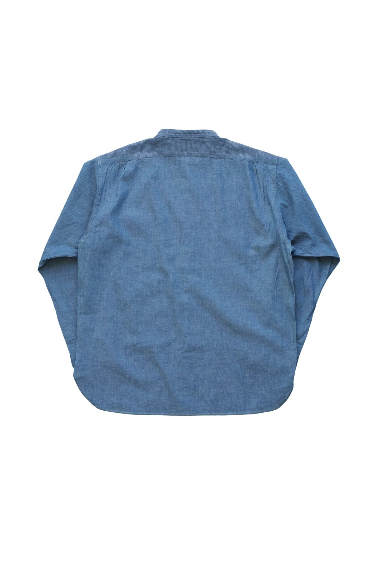 OLD JOE - STUD BUTTON BAND COLLAR SHIRTS - INDIGO CHAMBRAY