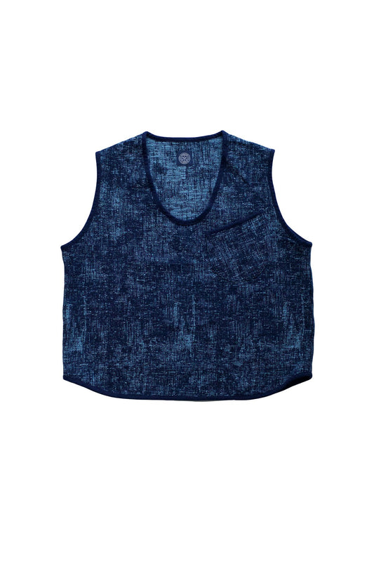 Porter Classic - PEELED CLOTH PULLOVER VEST - BLUE